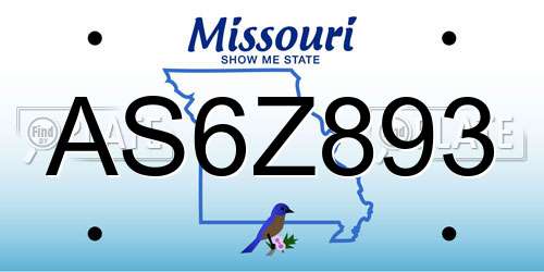 AS6Z893 Missouri License Plate