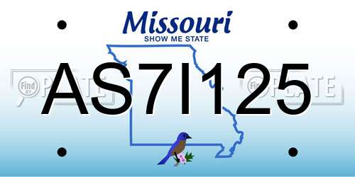AS7I125 Missouri License Plate