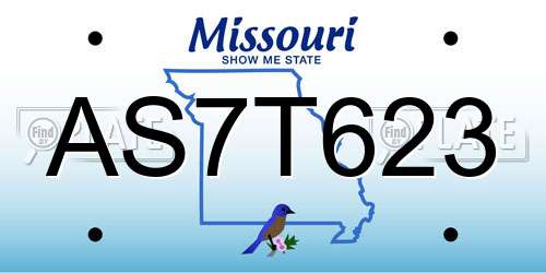 AS7T623 Missouri License Plate