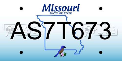 AS7T673 Missouri License Plate