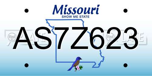AS7Z623 Missouri License Plate
