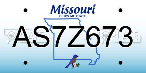 AS7Z673 Missouri License Plate