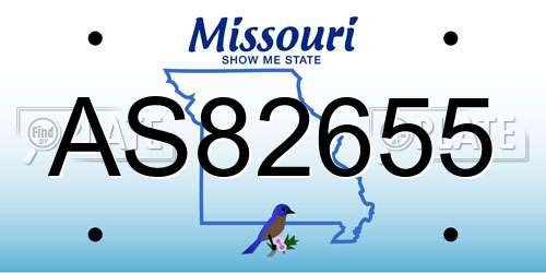 AS82655 Missouri License Plate