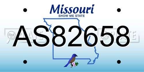 AS82658 Missouri License Plate