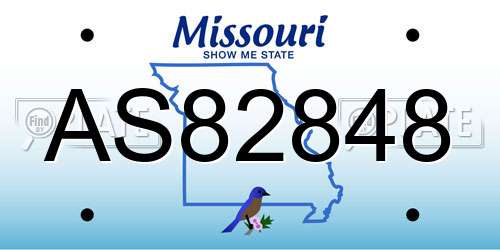 AS82848 Missouri License Plate
