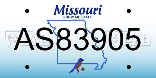 AS83905 Missouri License Plate