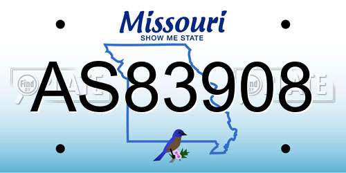 AS83908 Missouri License Plate
