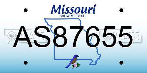 AS87655 Missouri License Plate