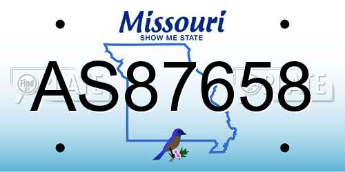 AS87658 Missouri License Plate