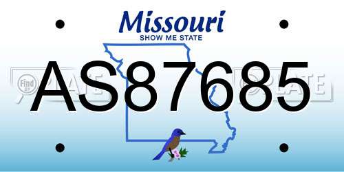 AS87685 Missouri License Plate