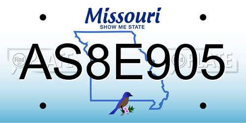 AS8E905 Missouri License Plate
