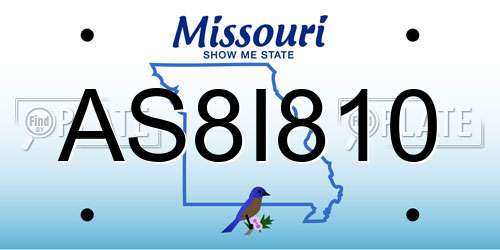 AS8I810 Missouri License Plate