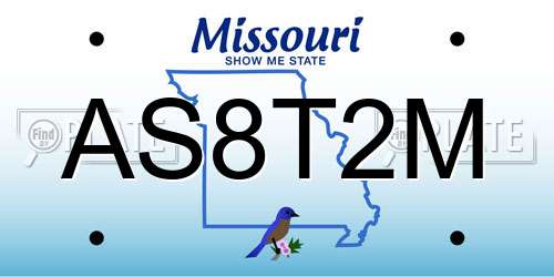 AS8T2M Missouri License Plate