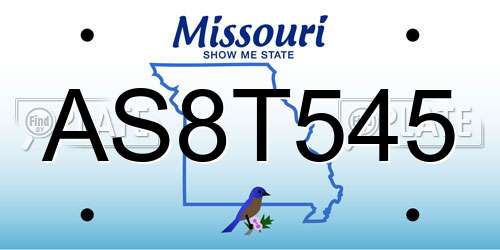 AS8T545 Missouri License Plate