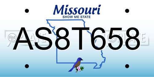 AS8T658 Missouri License Plate