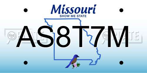 AS8T7M Missouri License Plate