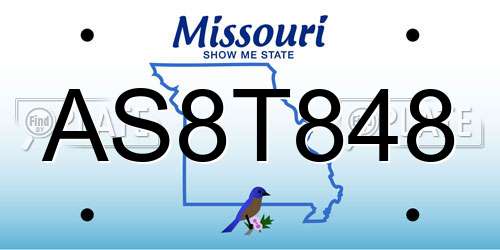 AS8T848 Missouri License Plate