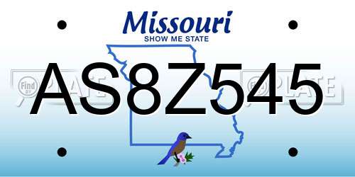 AS8Z545 Missouri License Plate