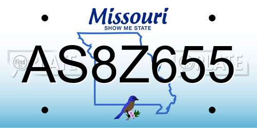 AS8Z655 Missouri License Plate