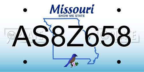 AS8Z658 Missouri License Plate