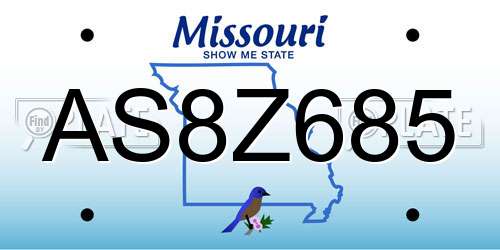 AS8Z685 Missouri License Plate