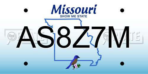 AS8Z7M Missouri License Plate