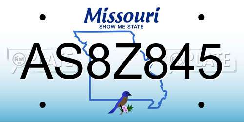 AS8Z845 Missouri License Plate