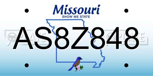 AS8Z848 Missouri License Plate
