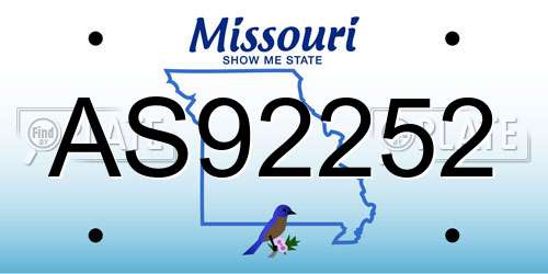 AS92252 Missouri License Plate