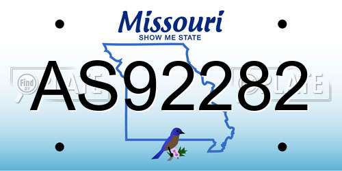 AS92282 Missouri License Plate