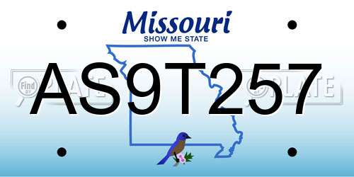 AS9T257 Missouri License Plate