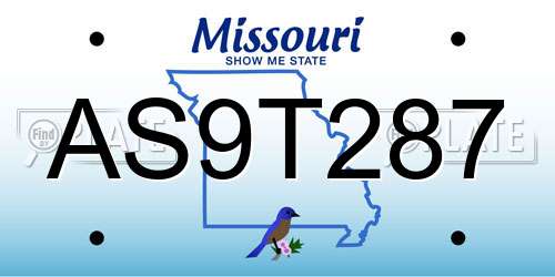 AS9T287 Missouri License Plate