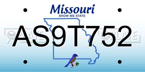 AS9T752 Missouri License Plate