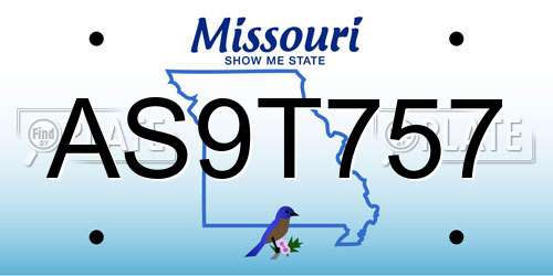 AS9T757 Missouri License Plate