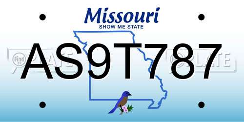 AS9T787 Missouri License Plate