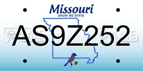 AS9Z252 Missouri License Plate