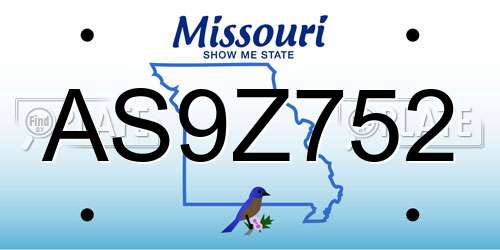 AS9Z752 Missouri License Plate