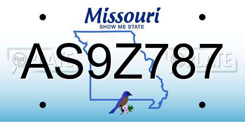 AS9Z787 Missouri License Plate
