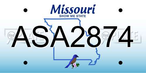 ASA2874 Missouri License Plate