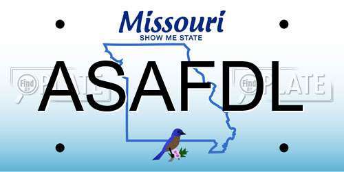 ASAFDL Missouri License Plate