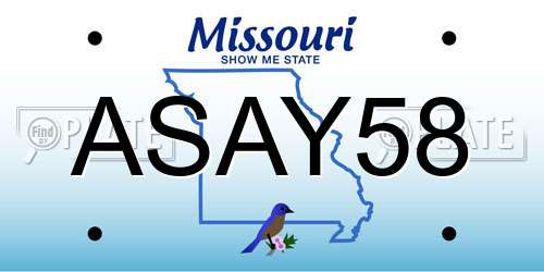 ASAY58 Missouri License Plate