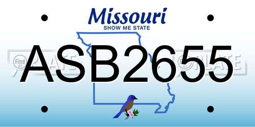 ASB2655 Missouri License Plate