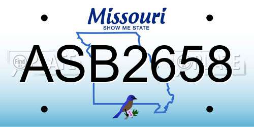 ASB2658 Missouri License Plate