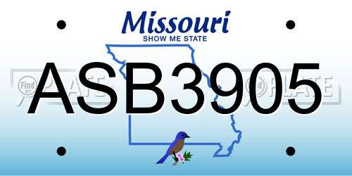ASB3905 Missouri License Plate