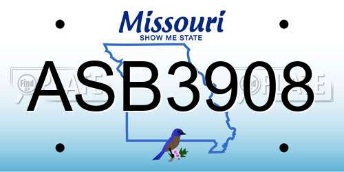ASB3908 Missouri License Plate