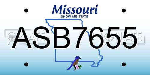 ASB7655 Missouri License Plate