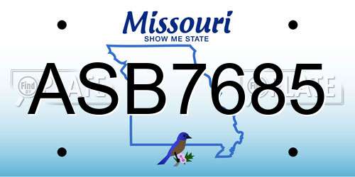 ASB7685 Missouri License Plate