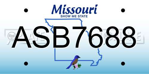 ASB7688 Missouri License Plate