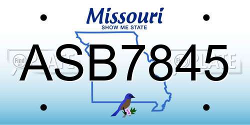 ASB7845 Missouri License Plate