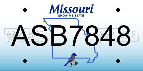 ASB7848 Missouri License Plate